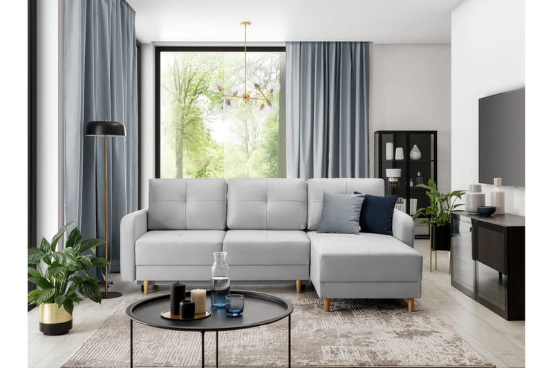 Saimon Bäddsoffa m. Divan med Förvaring 3-sits - Grå - Möbler - Soffa - Bäddsoffa