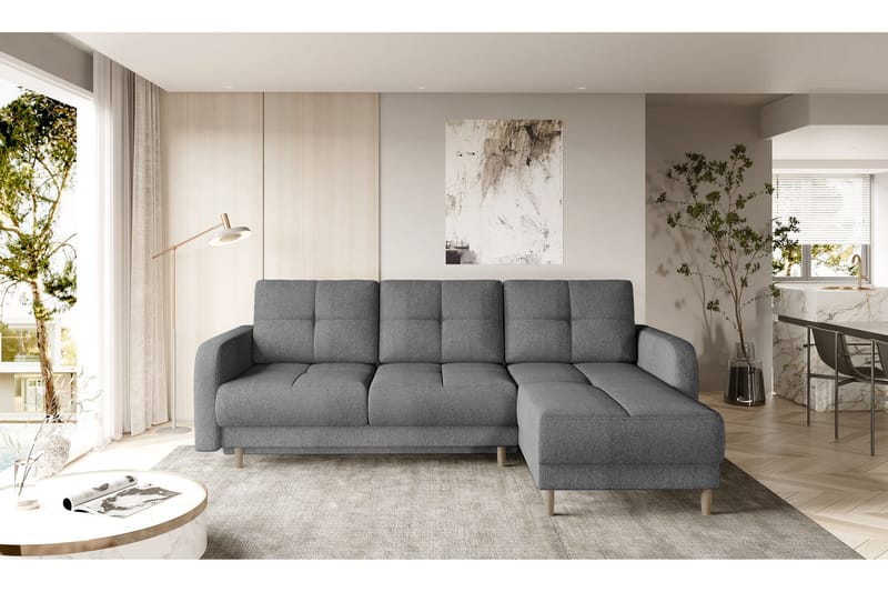 Saimon Bäddsoffa m. Divan med Förvaring 3-sits - Grå - Möbler - Soffa - Bäddsoffa