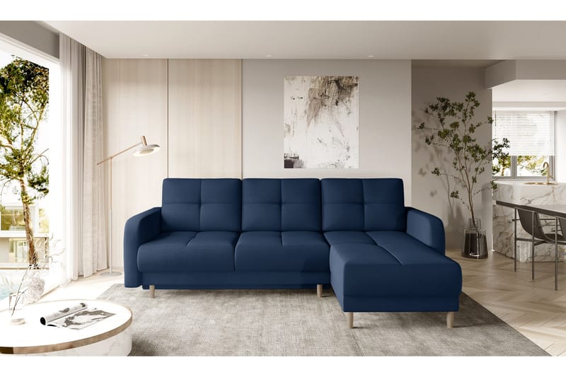 Saimon Bäddsoffa m. Divan med Förvaring 3-sits - Mörkblå - Möbler - Soffa - Bäddsoffa