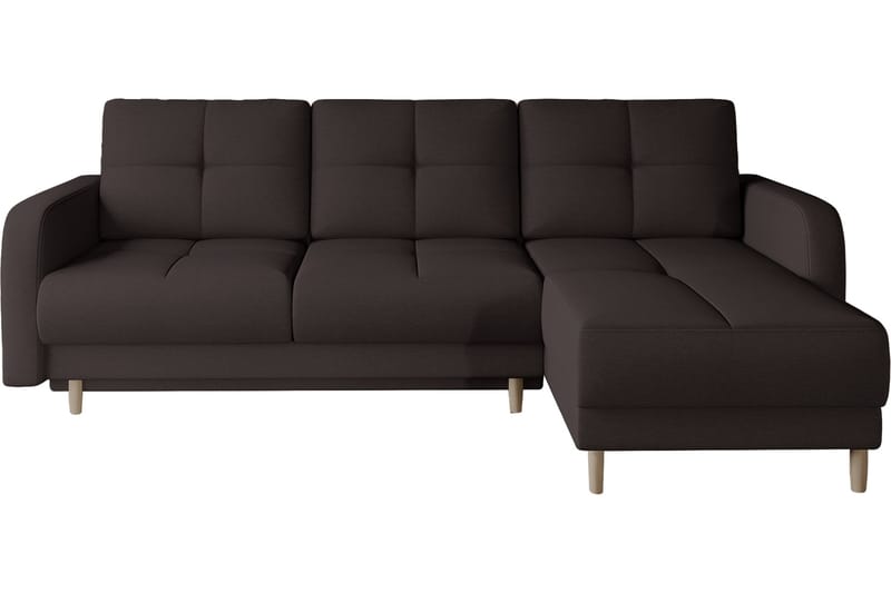 Saimon Bäddsoffa m. Divan med Förvaring 3-sits - Mörkbrun - Bäddsoffa - Bäddsoffa divan