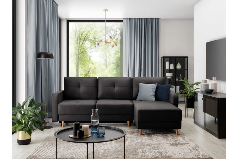 Saimon Bäddsoffa m. Divan med Förvaring 3-sits - Mörkgrå - Möbler - Soffa - Bäddsoffa