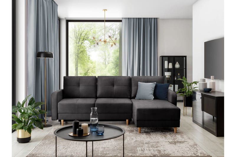 Saimon Bäddsoffa m. Divan med Förvaring 3-sits - Mörkgrå - Möbler - Soffa - Bäddsoffa