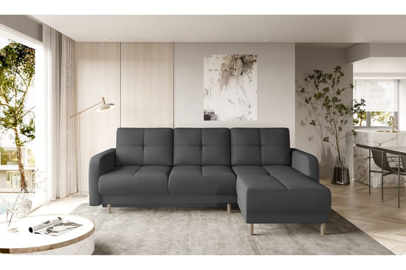 Saimon Bäddsoffa m. Divan med Förvaring 3-sits - Mörkgrå - Möbler - Soffa - Bäddsoffa