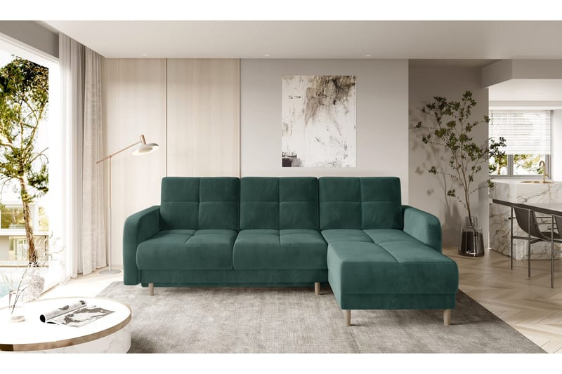 Saimon Bäddsoffa m. Divan med Förvaring 3-sits - Mörkgrön - Möbler - Soffa - Bäddsoffa