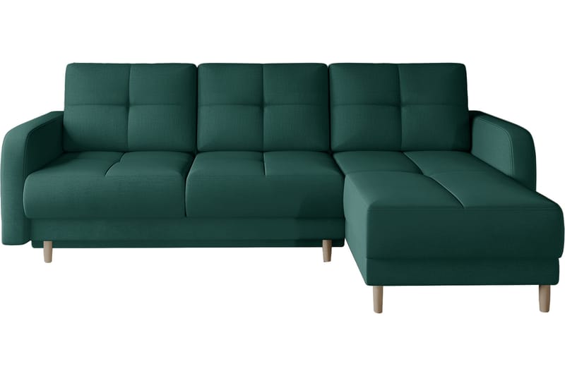 Saimon Bäddsoffa m. Divan med Förvaring 3-sits - Mörkgrön - Bäddsoffa - Bäddsoffa divan