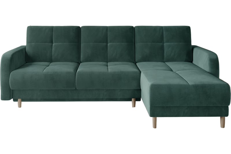 Saimon Bäddsoffa m. Divan med Förvaring 3-sits - Mörkgrön - Bäddsoffa - Bäddsoffa divan