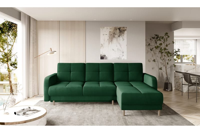 Saimon Bäddsoffa m. Divan med Förvaring 3-sits - Mörkgrön - Möbler - Soffa - Bäddsoffa