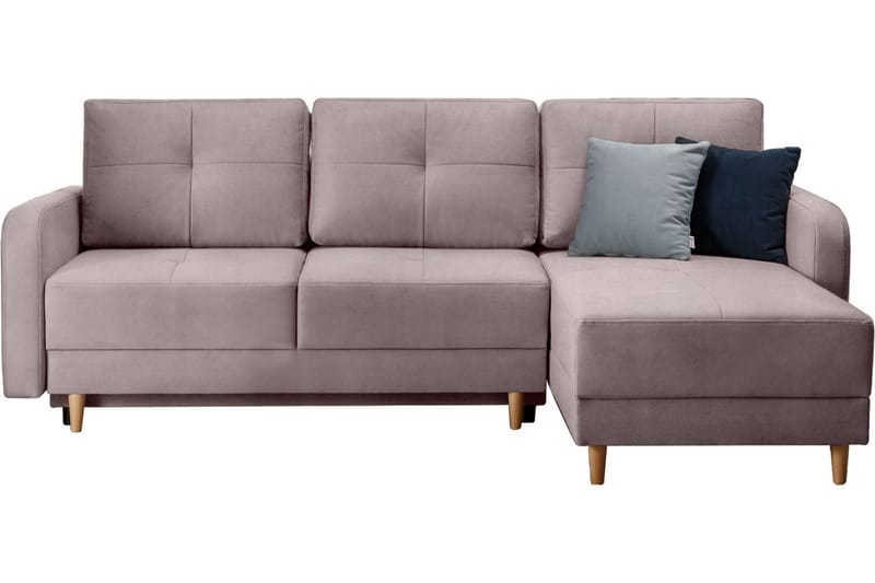 Saimon Bäddsoffa m. Divan med Förvaring 3-sits - Rosa - Bäddsoffa - Bäddsoffa divan