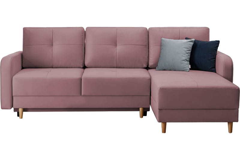 Saimon Bäddsoffa m. Divan med Förvaring 3-sits - Rosa - Bäddsoffa - Bäddsoffa divan