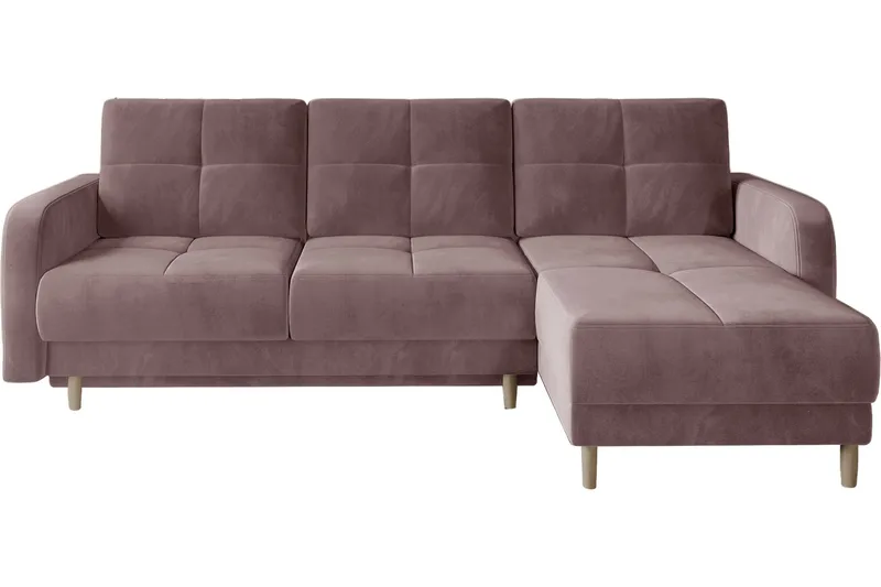 Saimon Bäddsoffa m. Divan med Förvaring 3-sits, Rosa