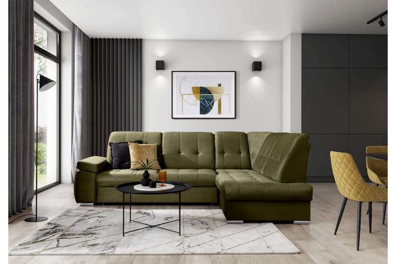 Sajana Bäddsoffa m. Schäslong 3-sits - Grön - Möbler - Soffa - Bäddsoffa