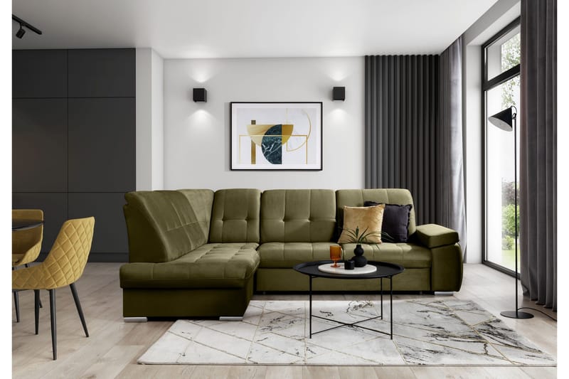 Sajana Bäddsoffa m. Schäslong 3-sits - Grön - Möbler - Soffa - Bäddsoffa