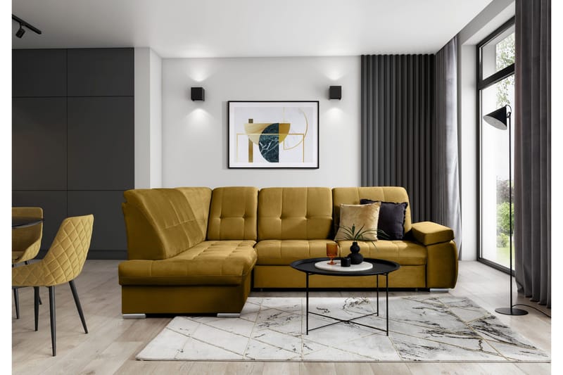 Sajana Bäddsoffa m. Schäslong 3-sits - Gul - Möbler - Soffa - Bäddsoffa