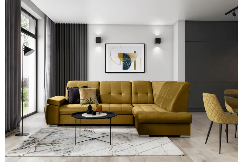 Sajana Bäddsoffa m. Schäslong 3-sits - Gul - Möbler - Soffa - B äddsoffa