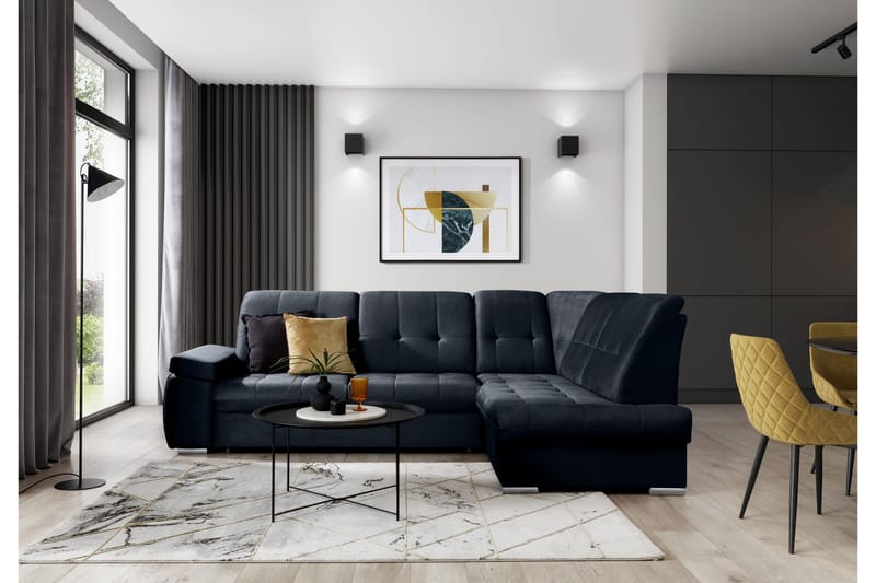 Sajana Bäddsoffa m. Schäslong 3-sits - Mörkblå - Möbler - Soffa - Bäddsoffa