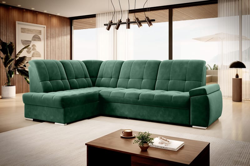Sajana Bäddsoffa m. Schäslong 3-sits - Mörkgrön - Möbler - Soffa - Bäddsoffa