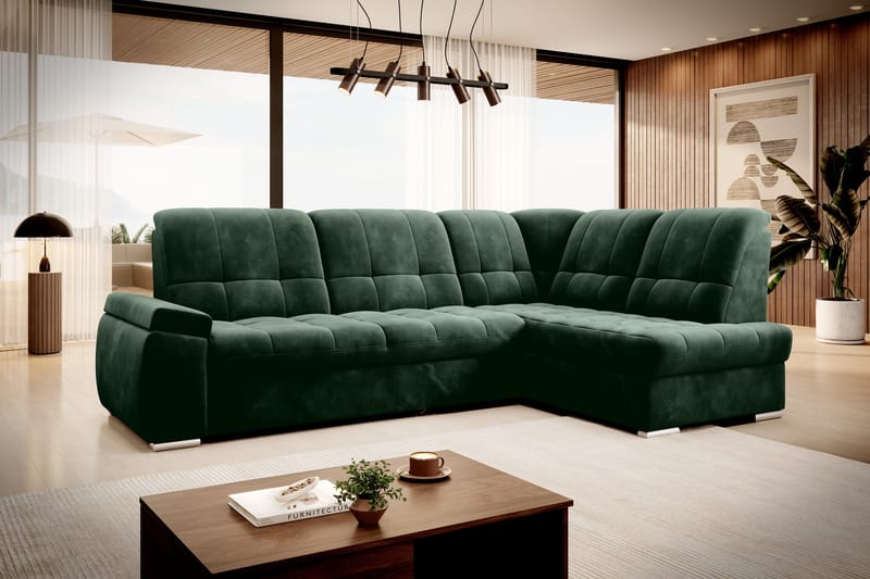 Sajana Bäddsoffa m. Schäslong 3-sits - Mörkgrön - Möbler - Soffa - Bäddsoffa