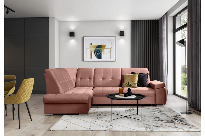 Sajana Bäddsoffa m. Schäslong 3-sits - Rosa - Bäddsoffa