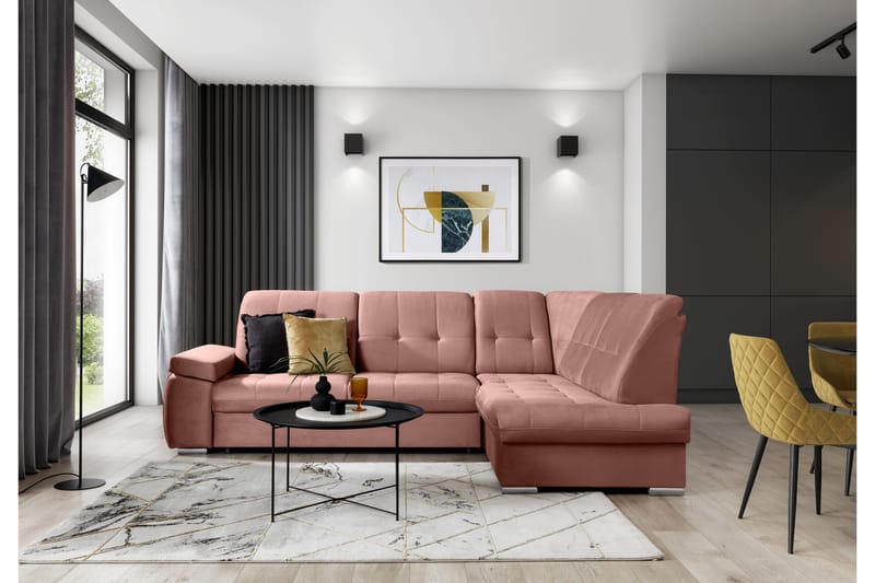 Sajana Bäddsoffa m. Schäslong 3-sits - Rosa - Möbler - Soffa - Bäddsoffa