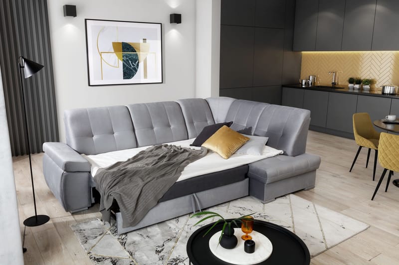 Sajana Bäddsoffa m. Schäslong 3-sits - Svart - Möbler - Soffa - Bäddsoffa