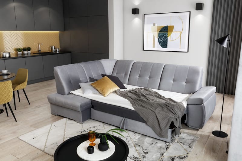 Sajana Bäddsoffa m. Schäslong 3-sits - Svart - Möbler - Soffa - Bäddsoffa