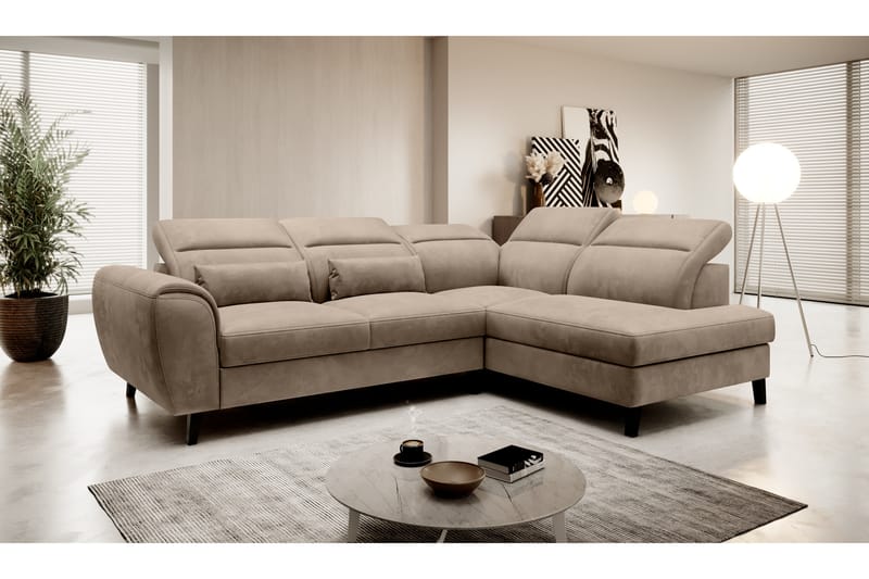 Sajda Bäddsoffa m. Schäslong 3-sits - Ljusbrun - Möbler - Soffa - Bäddsoffa