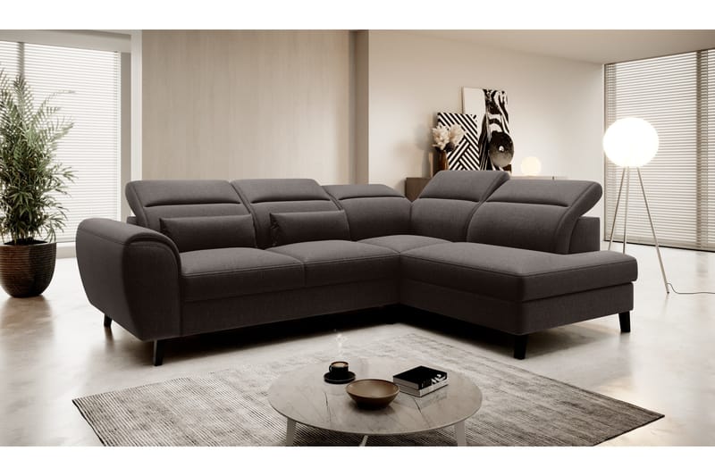 Sajda Bäddsoffa m. Schäslong 3-sits - Mörkbrun - Möbler - Soffa - Bäddsoffa