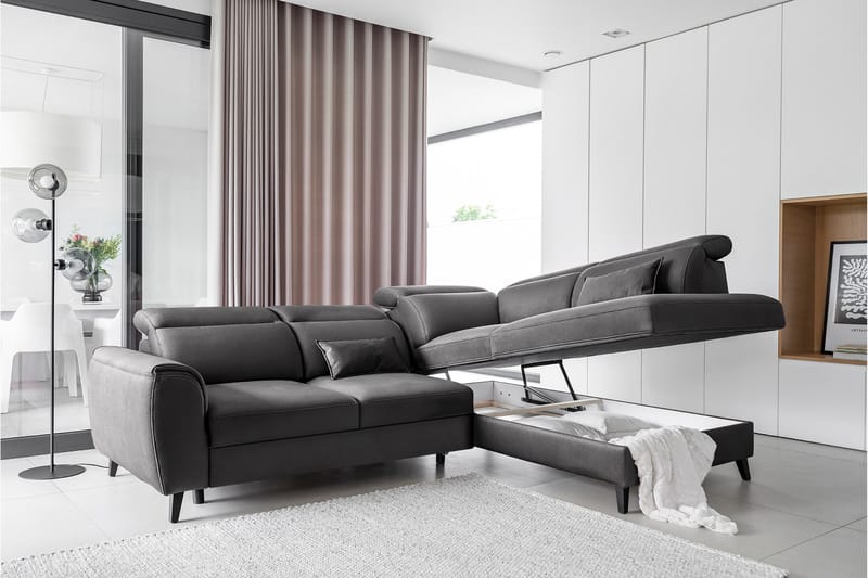 Sajda Bäddsoffa m. Schäslong 3-sits - Mörkgrå - M öbler - Soffa - Bäddsoffa