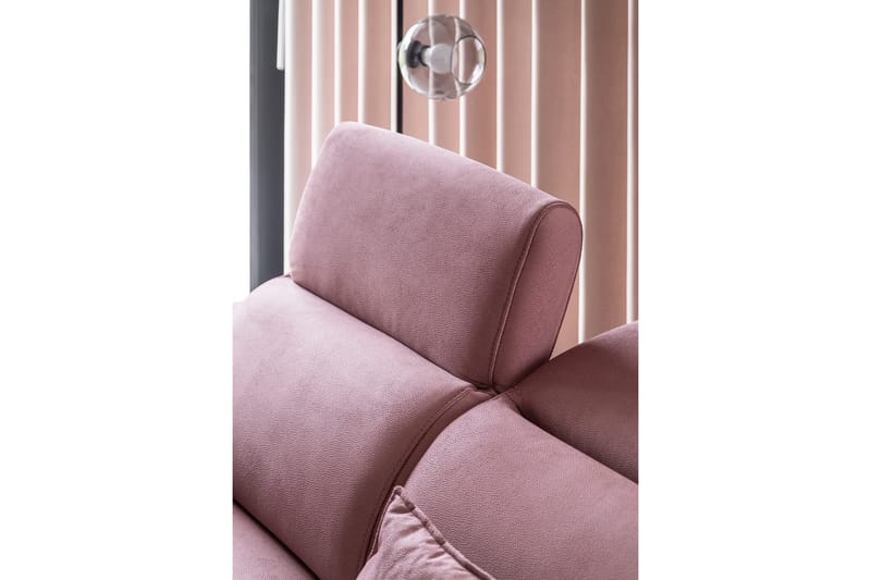 Sajda Bäddsoffa m. Schäslong 3-sits - Rosa - Bäddsoffa