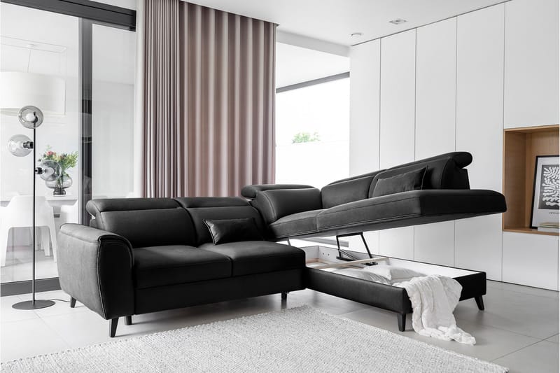 Sajda Bäddsoffa m. Schäslong 3-sits - Svart - Möbler - Soffa - Bäddsoffa