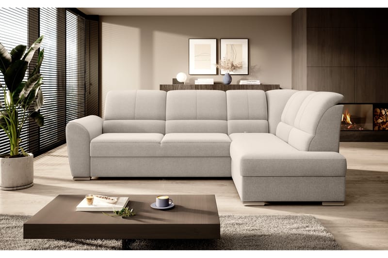 Sajmon Bäddsoffa m. Schäslong 3-sits - Beige - Möbler - Soffa - Bäddsoffa