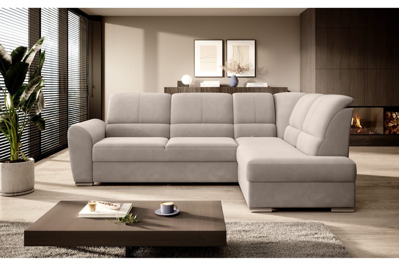 Sajmon Bäddsoffa m. Schäslong 3-sits - Beige - Möbler - Soffa - Bäddsoffa