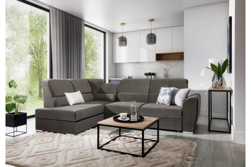 Sajmon Bäddsoffa m. Schäslong 3-sits - Grå - Möbler - Soffa - Bäddsoffa