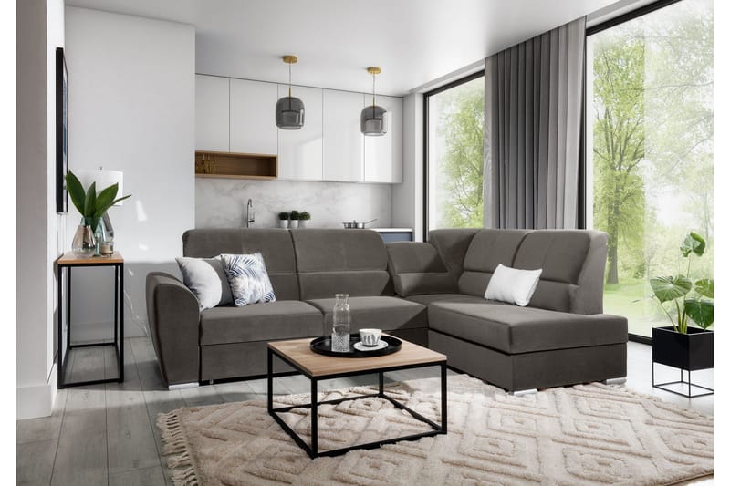 Sajmon Bäddsoffa m. Schäslong 3-sits - Grå - Möbler - Soffa - Bäddsoffa