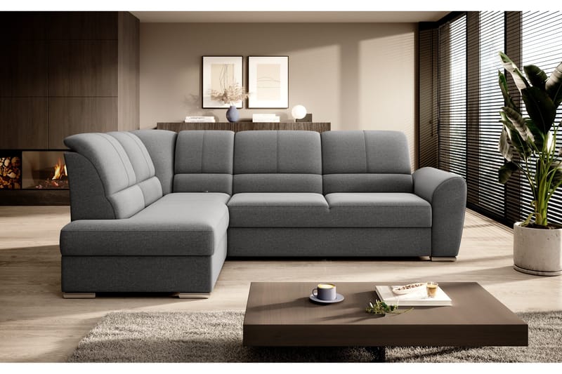 Sajmon Bäddsoffa m. Schäslong 3-sits - Grå - Möbler - Soffa - Bäddsoffa