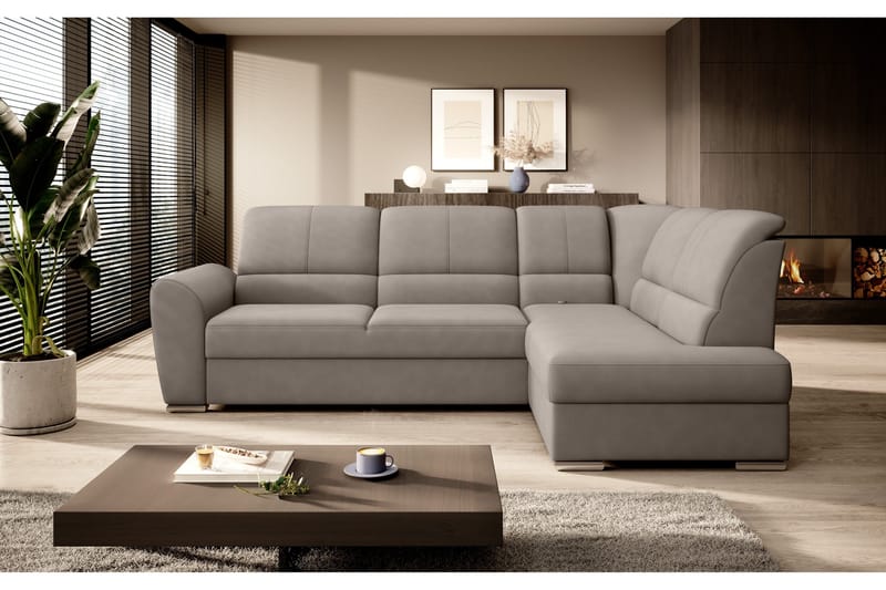 Sajmon Bäddsoffa m. Schäslong 3-sits - Grå - Möbler - Soffa - Bäddsoffa