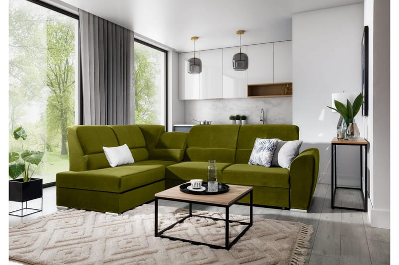 Sajmon Bäddsoffa m. Schäslong 3-sits - Grön - Möbler - Soffa - Bäddsoffa