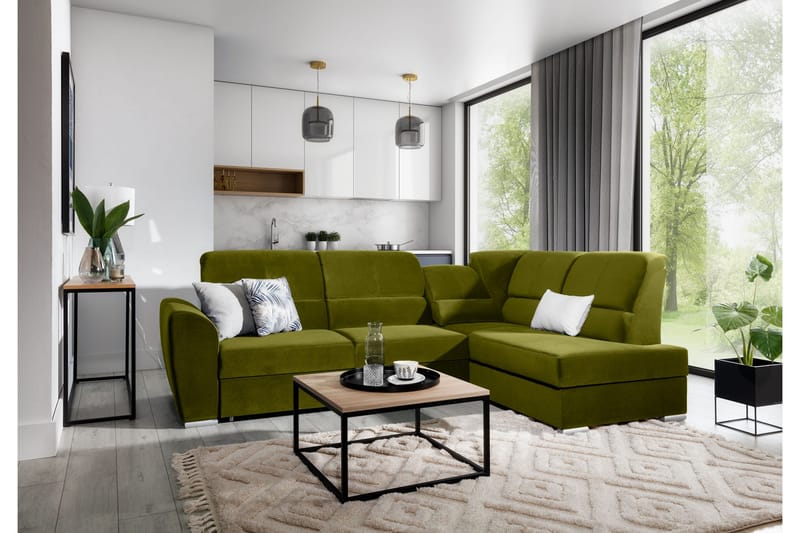 Sajmon Bäddsoffa m. Schäslong 3-sits - Grön - Möbler - Soffa - Bäddsoffa