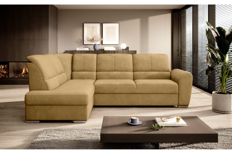 Sajmon Bäddsoffa m. Schäslong 3-sits - Gul - Möbler - Soffa - Bäddsoffa