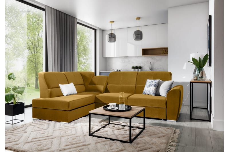 Sajmon Bäddsoffa m. Schäslong 3-sits - Gul - Möbler - Soffa - Bäddsoffa