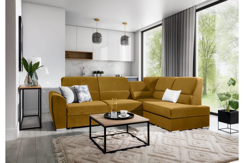 Sajmon Bäddsoffa m. Schäslong 3-sits - Gul - Möbler - Soffa - Bäddsoffa