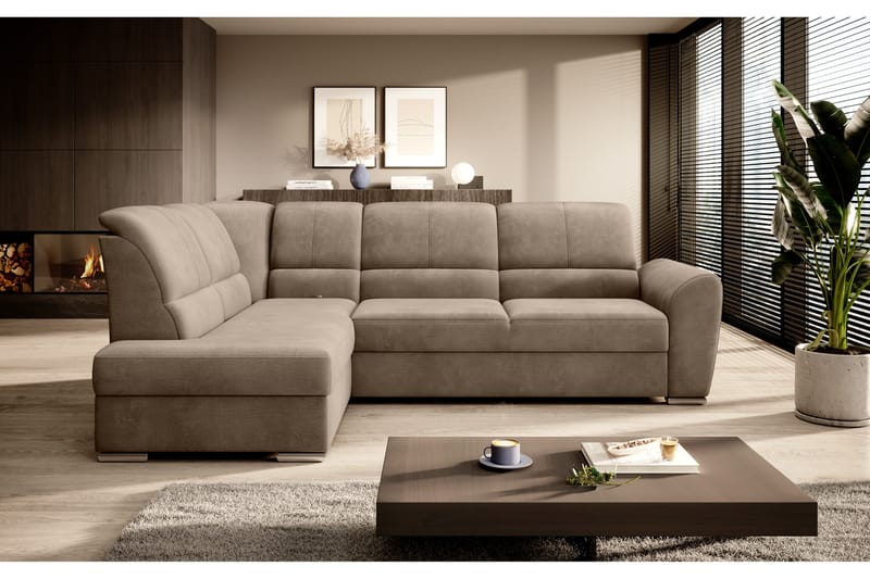 Sajmon Bäddsoffa m. Schäslong 3-sits - Ljusbrun - Möbler - Soffa - Bäddsoffa