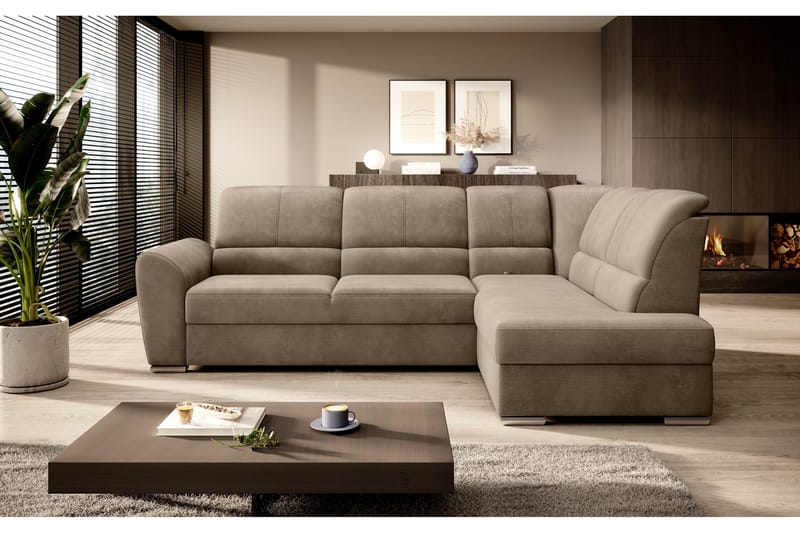 Sajmon Bäddsoffa m. Schäslong 3-sits - Ljusbrun - Möbler - Soffa - Bäddsoffa