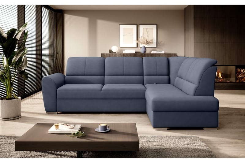 Sajmon Bäddsoffa m. Schäslong 3-sits - Mörkblå - Möbler - Soffa - Bäddsoffa