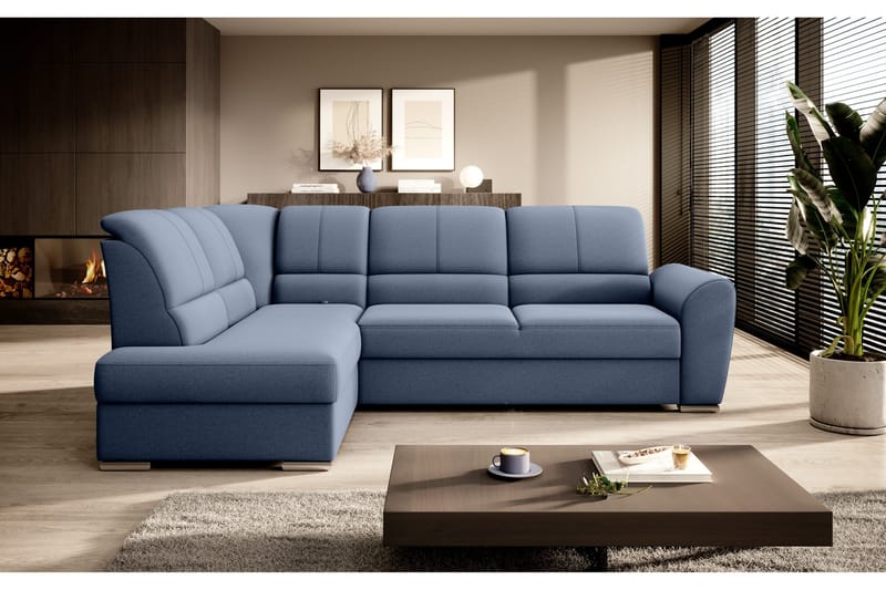 Sajmon Bäddsoffa m. Schäslong 3-sits - Mörkblå - Möbler - Soffa - Bäddsoffa