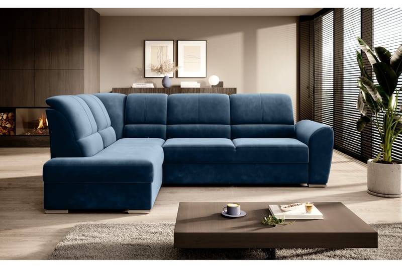 Sajmon Bäddsoffa m. Schäslong 3-sits - Mörkblå - Möbler - Soffa - Bäddsoffa