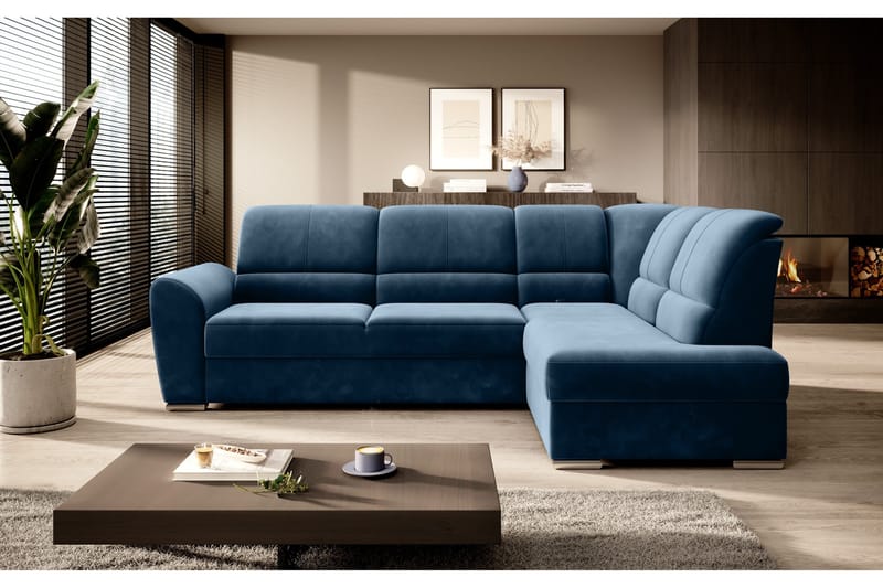 Sajmon Bäddsoffa m. Schäslong 3-sits - Mörkblå - Möbler - Soffa - Bäddsoffa