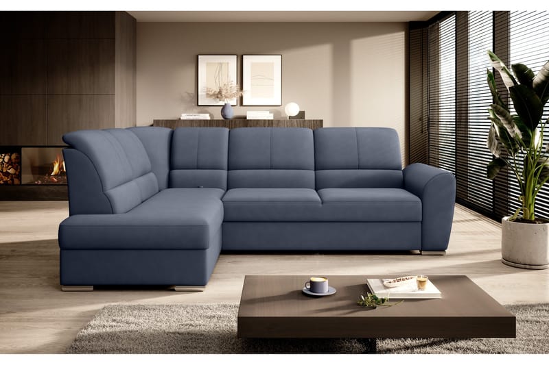 Sajmon Bäddsoffa m. Schäslong 3-sits - Mörkblå - Möbler - Soffa - Bäddsoffa