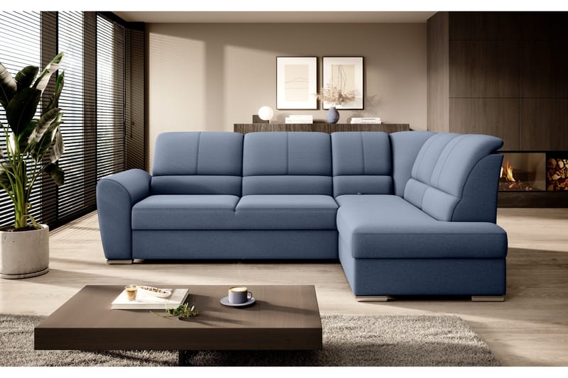 Sajmon Bäddsoffa m. Schäslong 3-sits - Mörkblå - Möbler - Soffa - Bäddsoffa