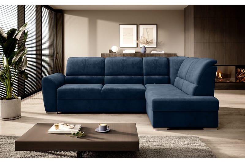 Sajmon Bäddsoffa m. Schäslong 3-sits - Mörkblå - Möbler - Soffa - Bäddsoffa